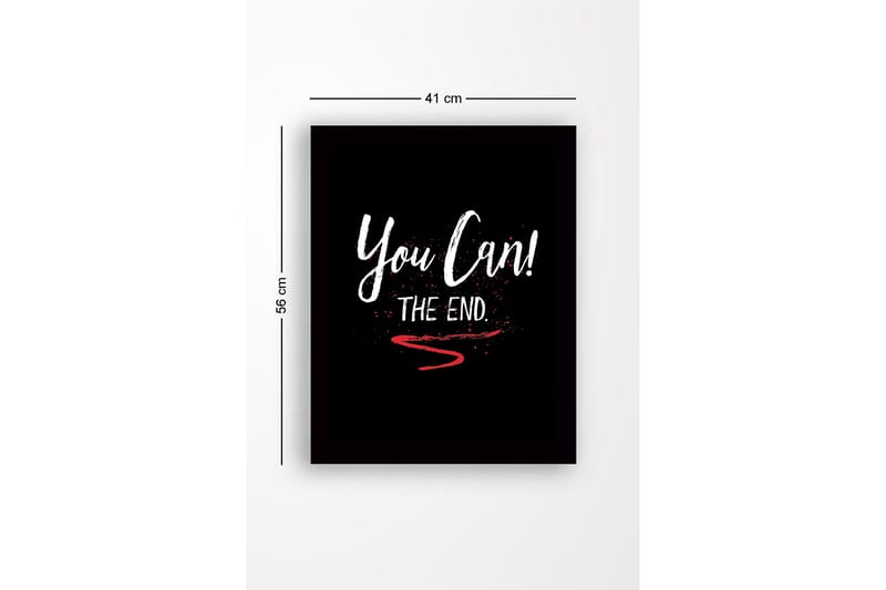 Innrammet lerret i tre - 41x56 cm - Inspirerende tekst med oppfordring og avslutning - Hvit / Rød / Svart - Innredning - Bilder & kunst