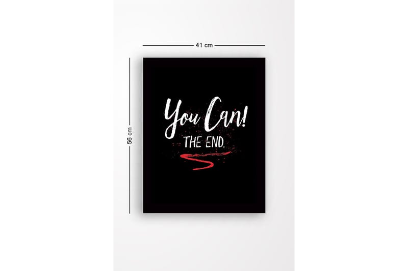 Innrammet lerret i tre - 41x56 cm - Inspirerende tekst med oppfordring og avslutning - Hvit / Rød / Svart - Innredning - Bilder & kunst