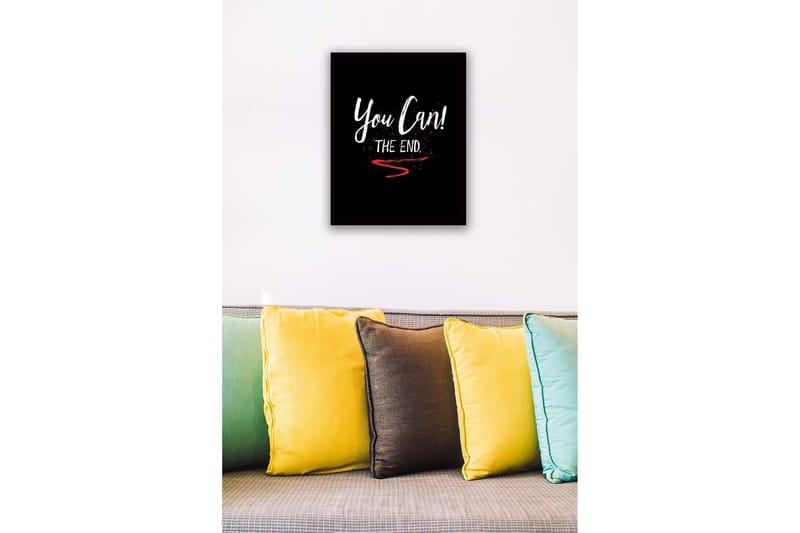 Innrammet lerret i tre - 41x56 cm - Inspirerende tekst med oppfordring og avslutning - Hvit / Rød / Svart - Innredning - Bilder & kunst