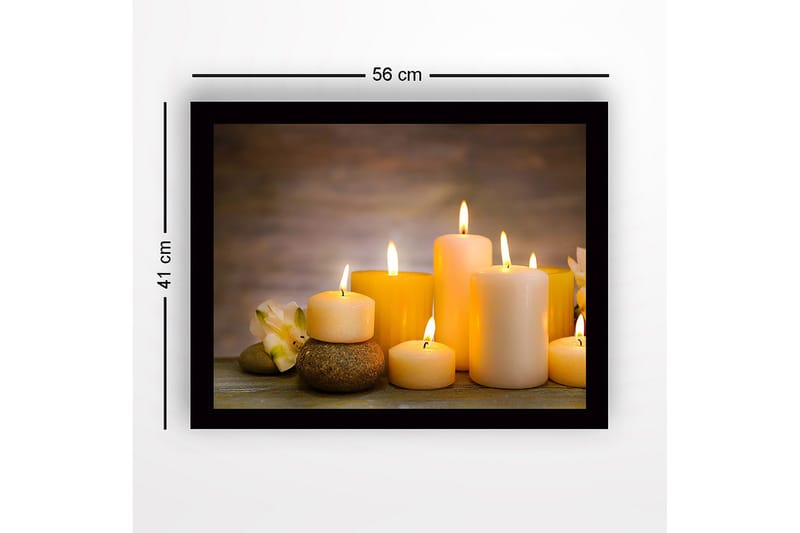 Innrammet lerret i tre - 41x56 cm - Lysende lys i forskjellige former og størrelser - Gul / Krem / Beige - Innredning - Bilder & kunst
