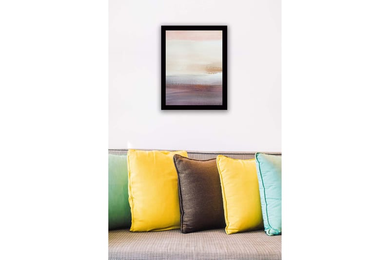 Innrammet lerret i tre - 41x56 cm - Myk abstrakt landskapskomposisjon med subtile fargeoverganger - Lys rosa / Beige / Lilla - Innredning - Bilder & kunst