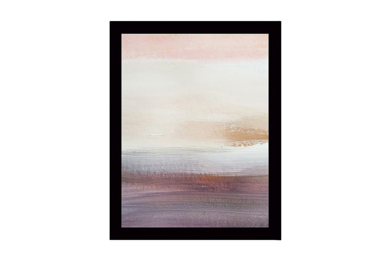 Innrammet lerret i tre - 41x56 cm - Myk abstrakt landskapskomposisjon med subtile fargeoverganger, Lys rosa / Beige / Lilla