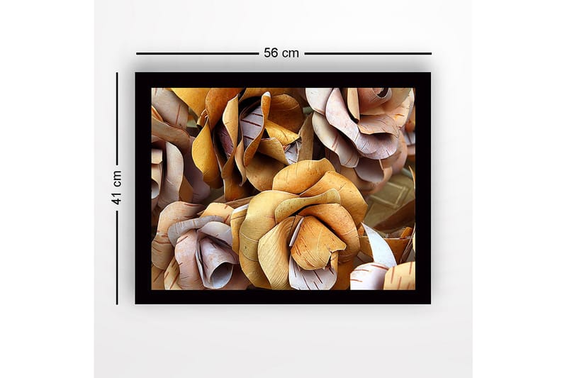 Innrammet lerret i tre - 41x56 cm - Tørkede roser i naturlige fargetoner - Lys brun / Beige / Hvit - Innredning - Bilder & kunst