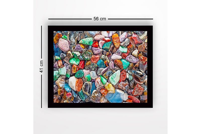 Innrammet lerretsbilde i tre - 41x56 cm - Fargerike edelstener i en rik mosaikk av former og nyanser - Grønn / Rød / Blå - Innredning - Bilder & kunst