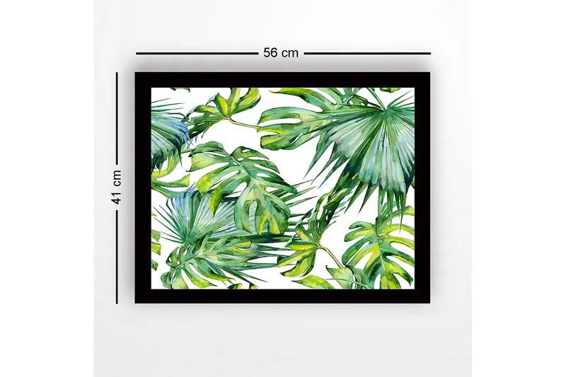 Innrammet lerretsbilde i tre - 41x56 cm - Frodig tropisk løvverk - Mørkegrønn / Lysegrønn / Gulgrønn - Innredning - Bilder & kunst