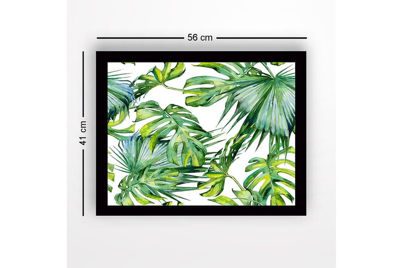 Innrammet lerretsbilde i tre - 41x56 cm - Frodig tropisk løvverk - Mørkegrønn / Lysegrønn / Gulgrønn - Innredning - Bilder & kunst