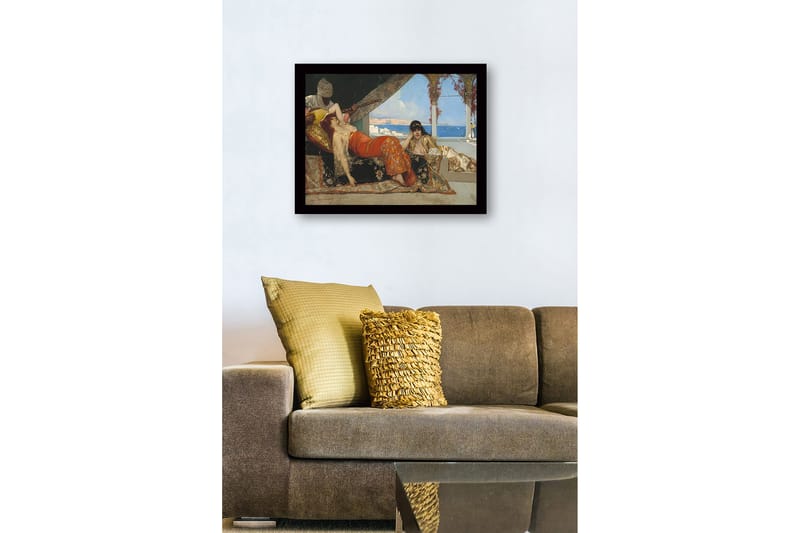 Innrammet lerretsbilde i tre - 41x56 cm - Sensuell samling av kvinner i orientalske klær - Rød / Gull / Svart - Innredning - Bilder & kunst