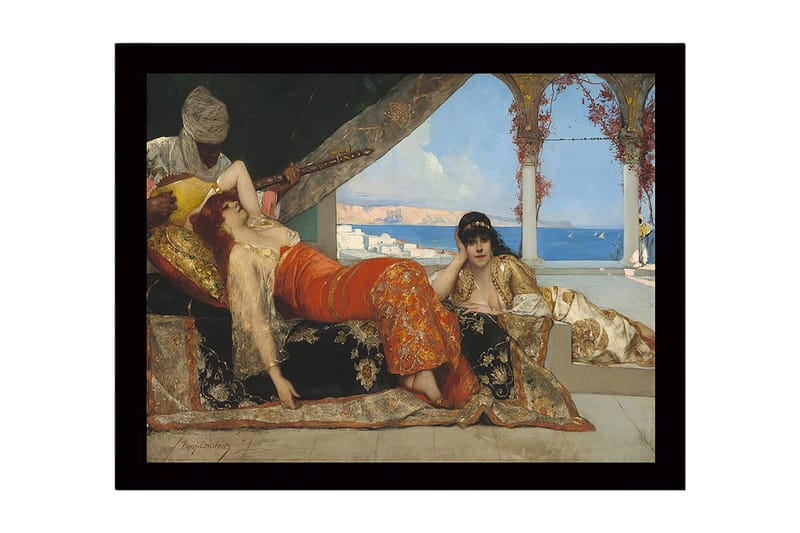 Innrammet lerretsbilde i tre - 41x56 cm - Sensuell samling av kvinner i orientalske klær - Rød / Gull / Svart - Innredning - Bilder & kunst