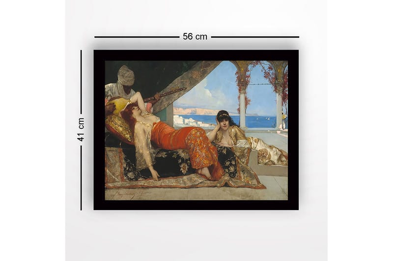 Innrammet lerretsbilde i tre - 41x56 cm - Sensuell samling av kvinner i orientalske klær - Rød / Gull / Svart - Innredning - Bilder & kunst