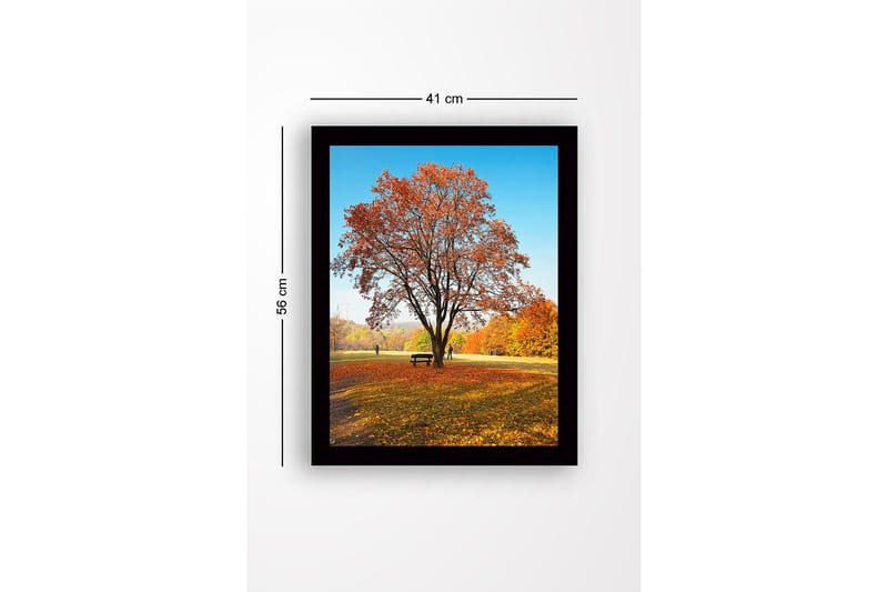 Innrammet lerretsbilde i tre - 41x56 cm - Statlig høsttre med fargerike blader - Oransje / Gul / Brun - Innredning - Bilder & kunst