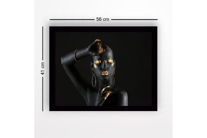 Innrammet lerretsbilde i tre - 41x56 cm - Svart og gulldekorert kropp med elegant positur - Svart / Gull - Innredning - Bilder & kunst
