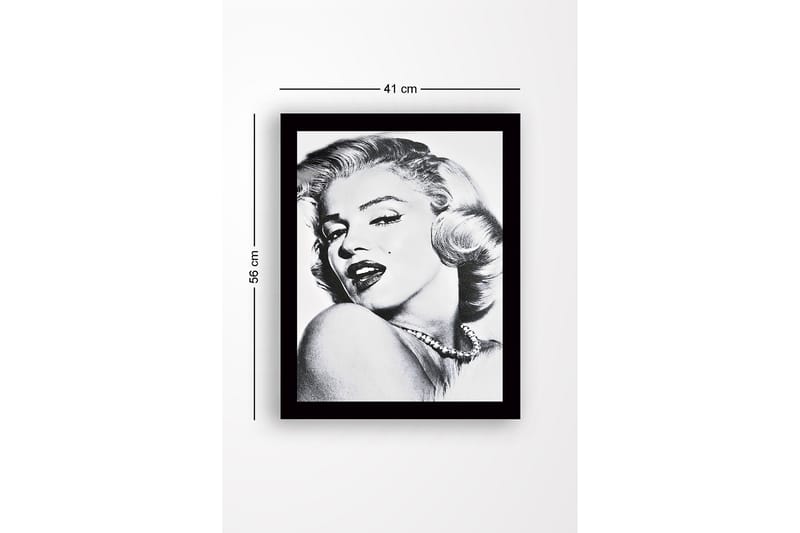 Innrammet lerretsbilde i tre - 41x56 cm - Portrett av en glamorøs kvinne med et forførende utseende - Svart / Hvit / Grå - Innredning - Bilder & kunst