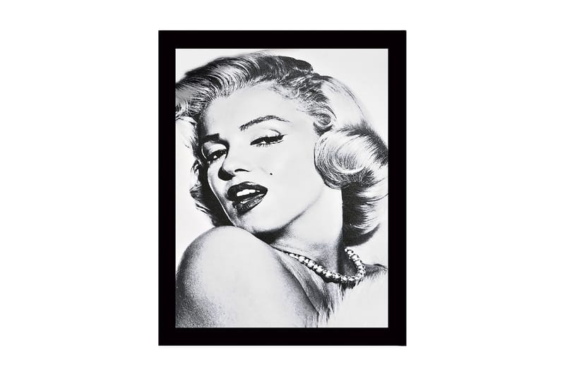 Innrammet lerretsbilde i tre - 41x56 cm - Portrett av en glamorøs kvinne med et forførende utseende, Svart / Hvit / Grå