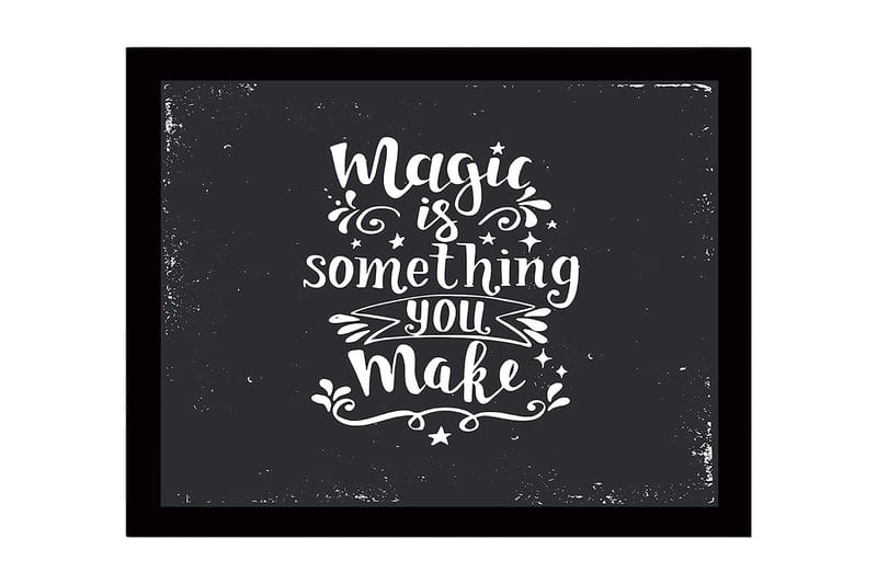 Innrammet trelerretsbilde - 41x56 cm - Inspirerende sitat om magi og kreativitet - Svart / Hvit - Innredning - Bilder & kunst