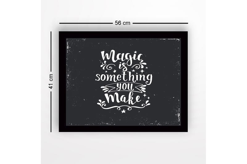 Innrammet trelerretsbilde - 41x56 cm - Inspirerende sitat om magi og kreativitet - Svart / Hvit - Innredning - Bilder & kunst