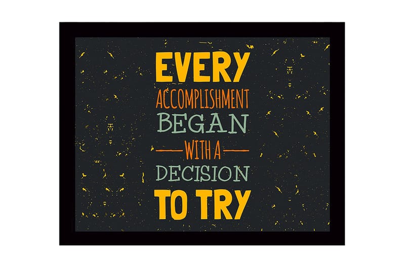 Innrammet trelerretsbilde - 41x56 cm - Inspirerende sitat om prestasjon og besluttsomhet - Mørkegrå / Gul / Oransje - Innredning - Bilder & kunst