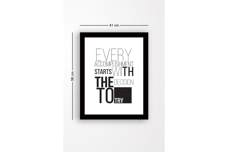 Innrammet trelerretsbilde - 41x56 cm - Inspirerende sitat om prestasjon og besluttsomhet - Svart / Hvit - Innredning - Bilder & kunst