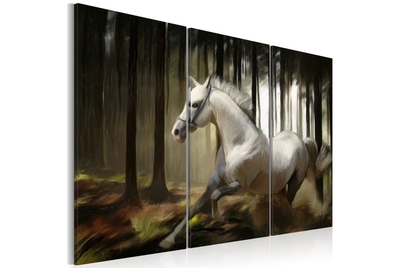 Bilde A white horse in the middle of the trees 90x60 - Artgeist sp. z o. o. - Innredning - Bilder & kunst - Lerretsbilder