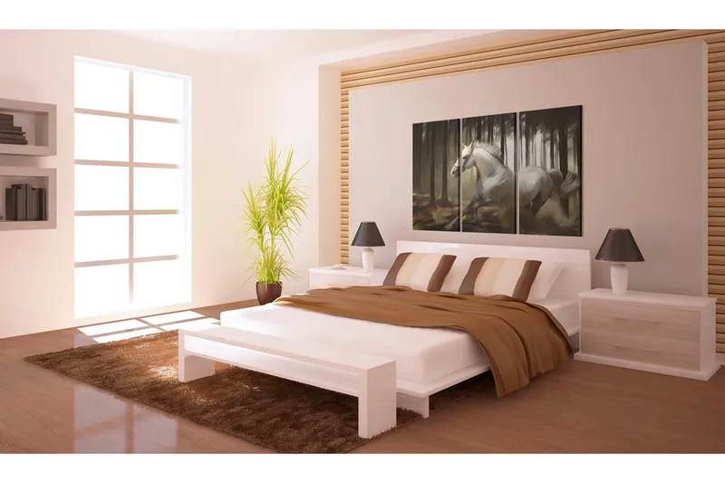 Bilde A white horse in the middle of the trees 90x60, Artgeist sp. z o. o.
