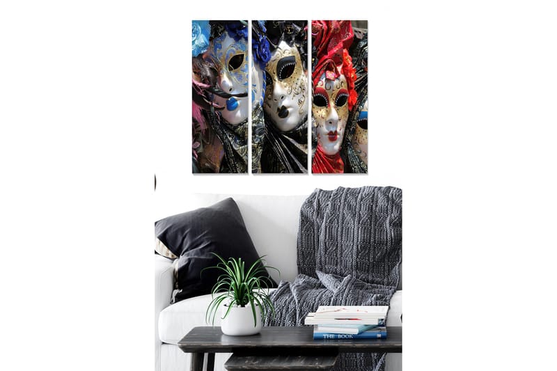 Bilde Abstract 3-pk Flerfarget - 22x05 cm - Innredning - Bilder & kunst - Lerretsbilder