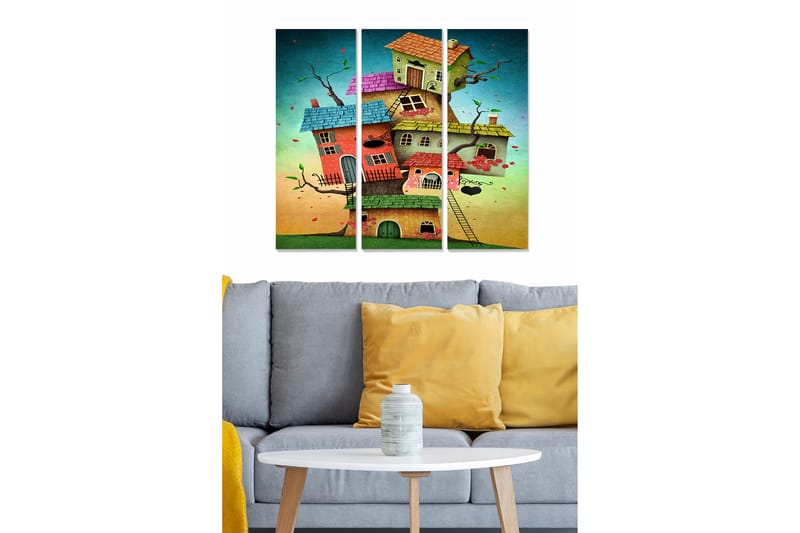 Bilde Abstract 3-pk Flerfarget - 22x05 cm - Innredning - Bilder & kunst - Lerretsbilder