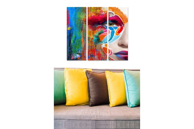 Bilde Abstract 3-pk Flerfarget - 22x05 cm - Innredning - Bilder & kunst - Lerretsbilder