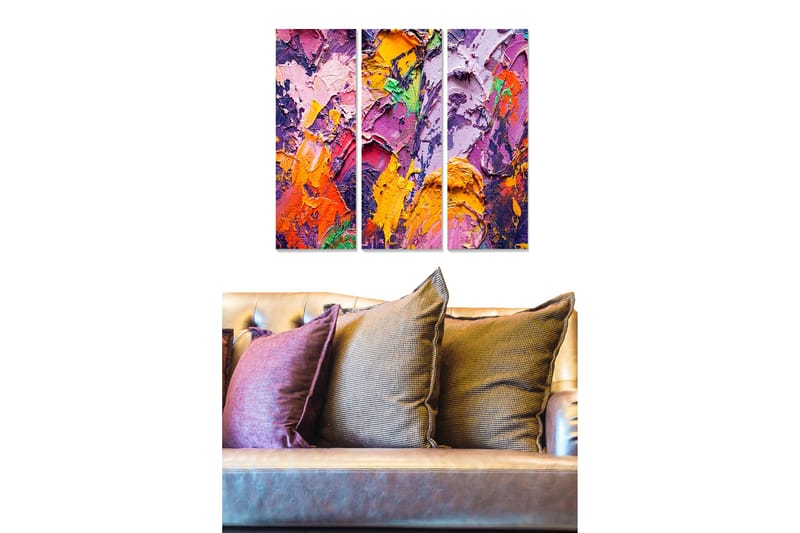Bilde Abstract 3-pk Flerfarget - 22x05 cm - Innredning - Bilder & kunst - Lerretsbilder