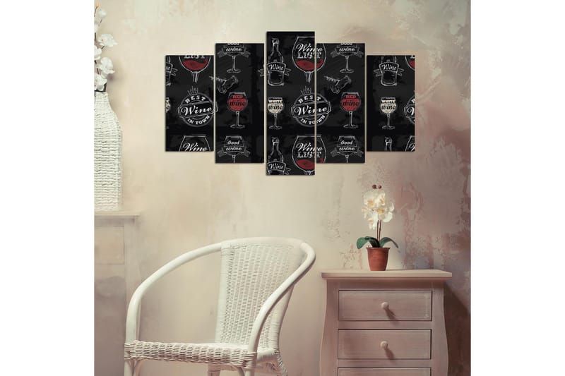 Bilde Abstract 5-pk Flerfarget - 22x06 cm - Innredning - Bilder & kunst - Lerretsbilder