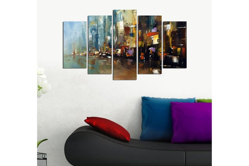 Bilde Abstract 5-pk Flerfarget - 22x06 cm - Innredning - Bilder & kunst - Lerretsbilder