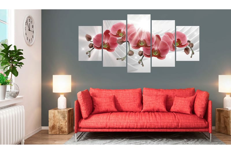 Bilde Abstract Garden Red Orchis 100x50 - Artgeist sp. z o. o. - Innredning - Bilder & kunst - Lerretsbilder