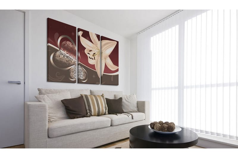 Bilde Abstraction With Lily Triptych 120x80 - Artgeist sp. z o. o. - Innredning - Bilder & kunst - Lerretsbilder