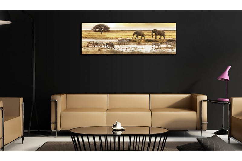Bilde Africa At The Waterhole 135x45 - Artgeist sp. z o. o. - Innredning - Bilder & kunst - Lerretsbilder