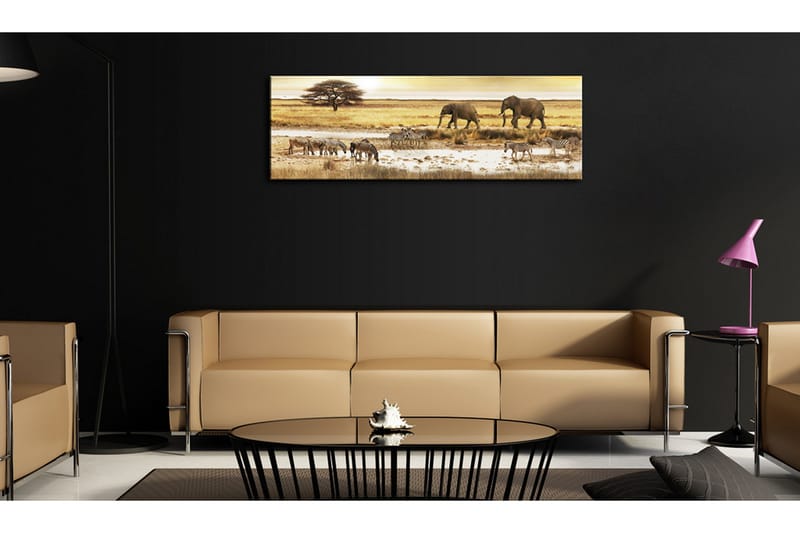 Bilde Africa At The Waterhole 135x45 - Artgeist sp. z o. o. - Innredning - Bilder & kunst - Lerretsbilder