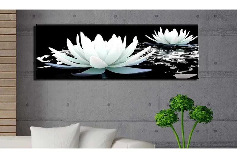 Bilde Alabaster Lilies 135x45 - Artgeist sp. z o. o. - Innredning - Bilder & kunst - Lerretsbilder