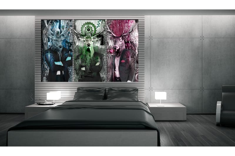 Bilde Animal Trio 3 Parts Colorful 90x60 - Artgeist sp. z o. o. - Innredning - Bilder & kunst - Lerretsbilder