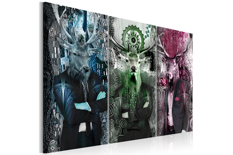 Bilde Animal Trio 3 Parts Colorful 90x60 - Artgeist sp. z o. o. - Innredning - Bilder & kunst - Lerretsbilder