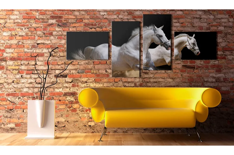Bilde Animal World- White Horses Galloping 200x90, Artgeist sp. z o. o.