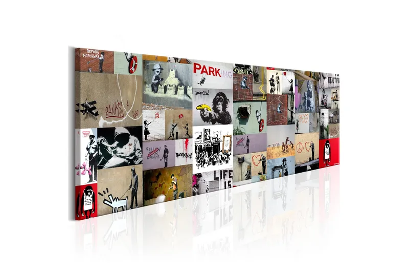 Bilde Art Of Collage Banksy Ii 150x50, Artgeist sp. z o. o.