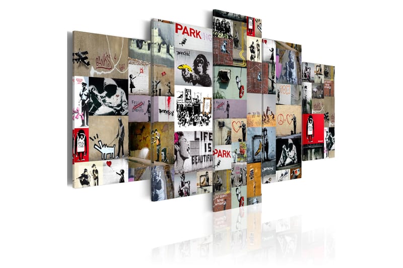 Bilde Art Of Collage Banksy Iv 100x50 - Artgeist sp. z o. o. - Lerretsbilder