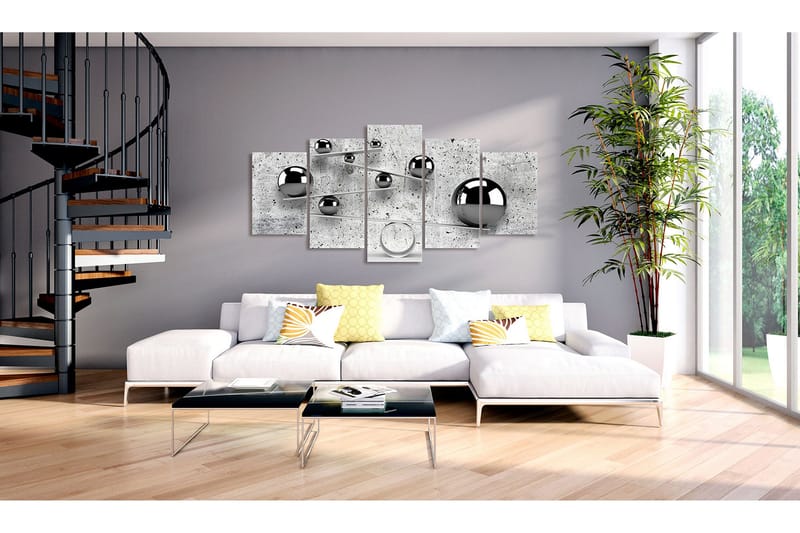 Bilde Balls And Concrete 5 Parts Wide 100x50 - Artgeist sp. z o. o. - Innredning - Bilder & kunst - Lerretsbilder