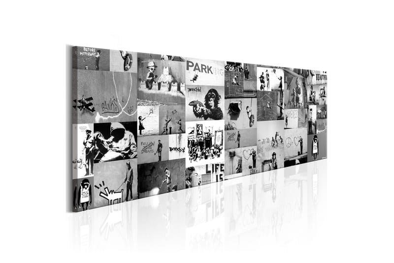 Bilde Banksy Graffiti Collage Ii 150x50 - Artgeist sp. z o. o. - Innredning - Bilder & kunst - Lerretsbilder