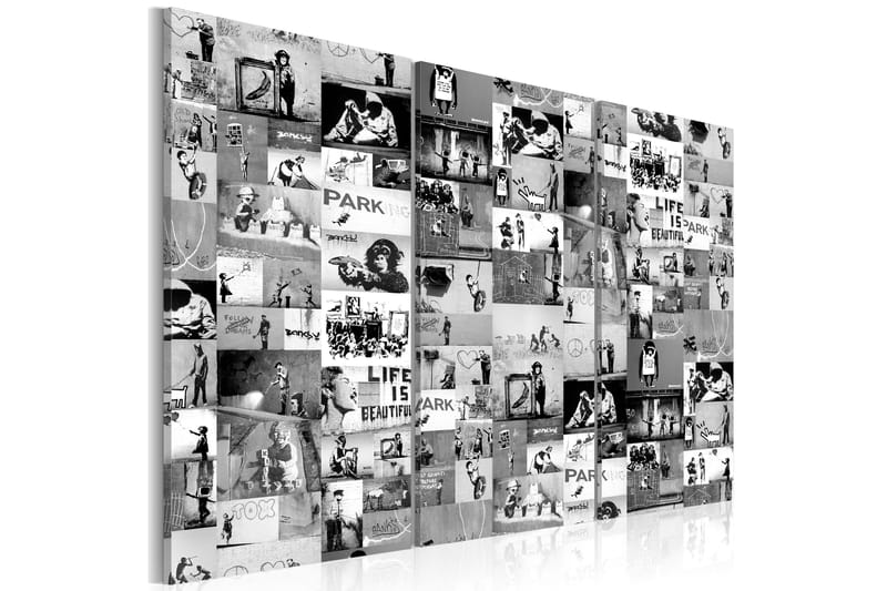 Bilde Banksy Graffiti Collage Iii 90x60 - Artgeist sp. z o. o. - Innredning - Bilder & kunst - Lerretsbilder