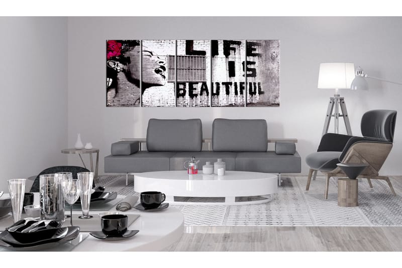 Bilde Banksy Life Is Beautiful 225x90 - Artgeist sp. z o. o. - Innredning - Bilder & kunst - Lerretsbilder