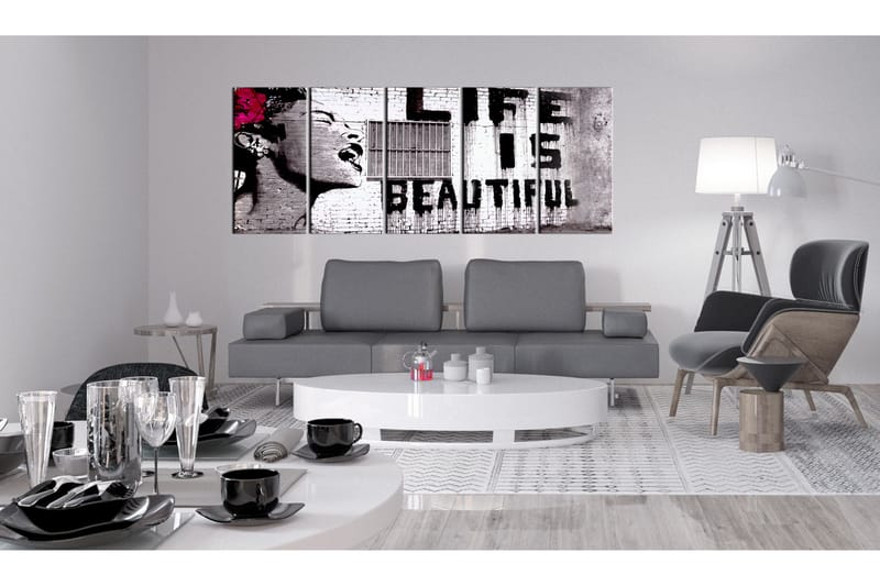 Bilde Banksy Life Is Beautiful 225x90 - Artgeist sp. z o. o. - Lerretsbilder