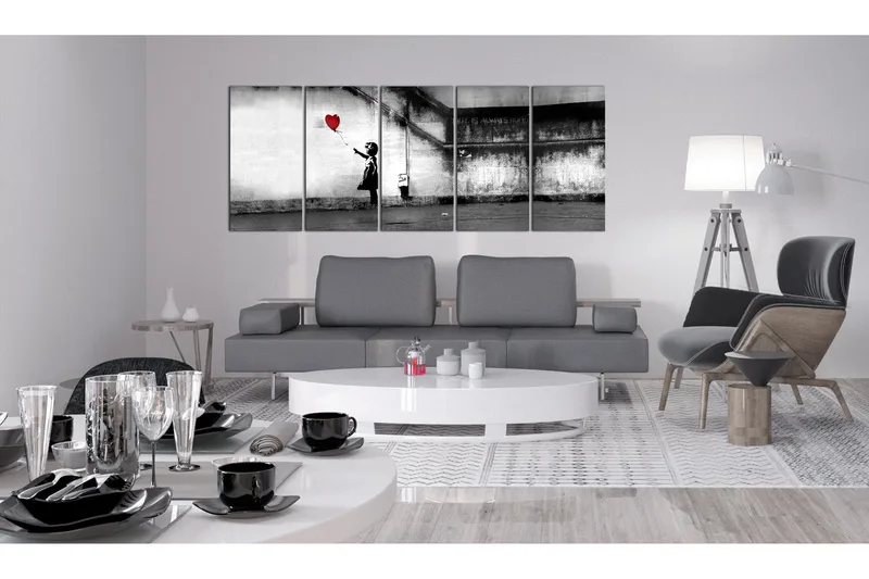 Bilde Banksy Runaway Balloon 200x80 - Artgeist sp. z o. o. - Innredning - Bilder & kunst - Lerretsbilder