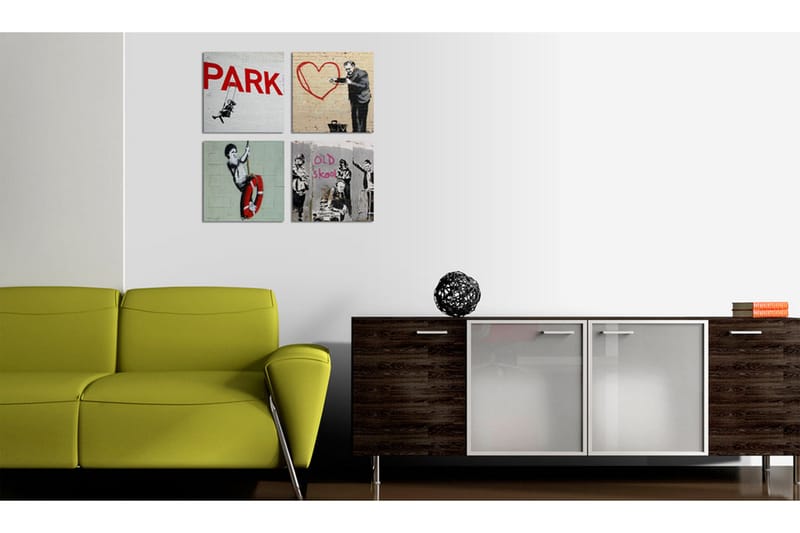 Bilde Banksy Urban Inspiration 80x80 - Artgeist sp. z o. o. - Innredning - Bilder & kunst - Lerretsbilder