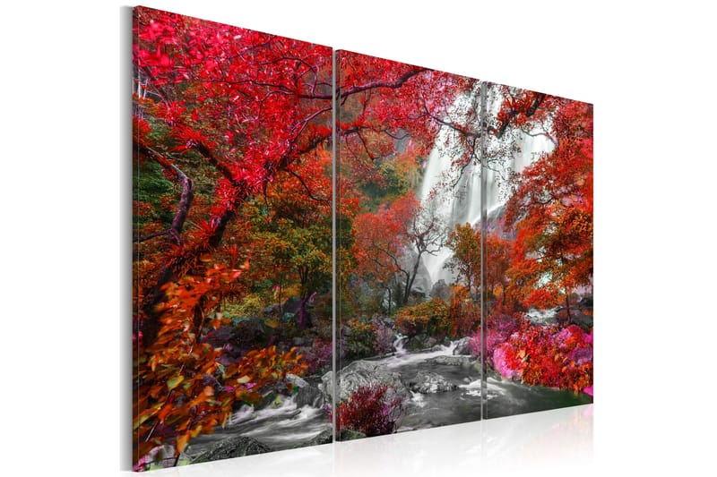 Bilde Beautiful Waterfall Autumnal Forest 120x80 - Artgeist sp. z o. o. - Innredning - Bilder & kunst - Lerretsbilder