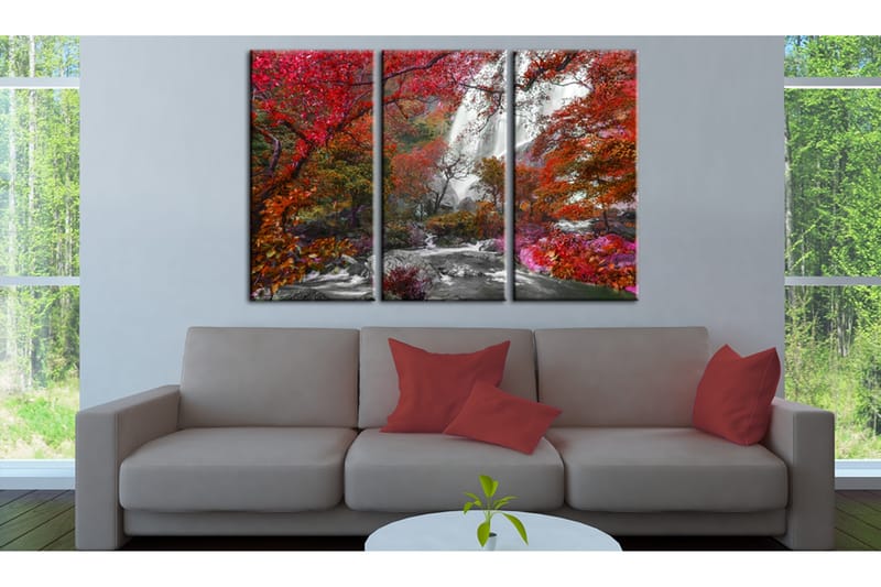 Bilde Beautiful Waterfall Autumnal Forest 120x80 - Artgeist sp. z o. o. - Innredning - Bilder & kunst - Lerretsbilder