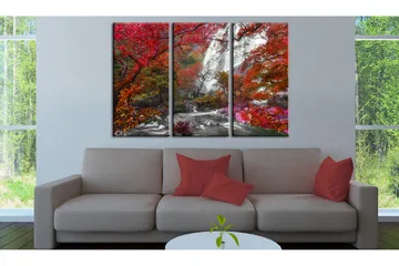 Bilde Beautiful Waterfall Autumnal Forest 90x60 - Artgeist sp. z o. o. - Innredning - Bilder & kunst - Lerretsbilder