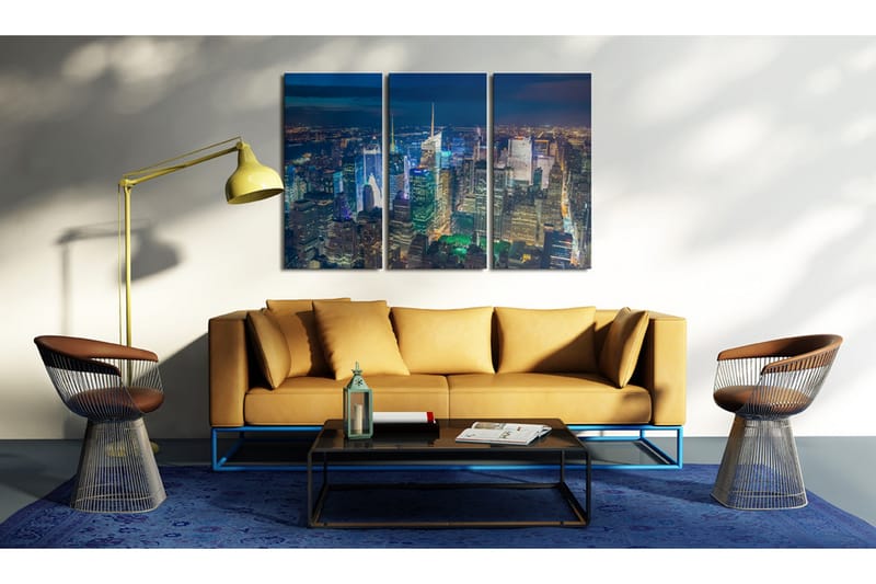 Bilde Bird´S Eye View Of New York City By Night 120x80 - Artgeist sp. z o. o. - Innredning - Bilder & kunst - Lerretsbilder